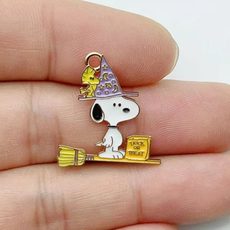 10Pcs Cute Halloween Cartoon Puppy Alloy Enamel Charms Pumpkin  Pendants DIY Jewelry Making Accessories