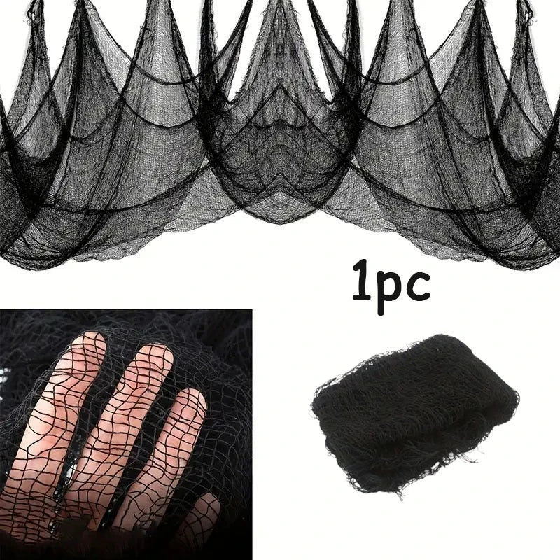 1-3PCS Halloween Gauze Fabric Black Chunky Gauze Haunted House DIY Decorative Scary Party Scene Props Halloween Decoration