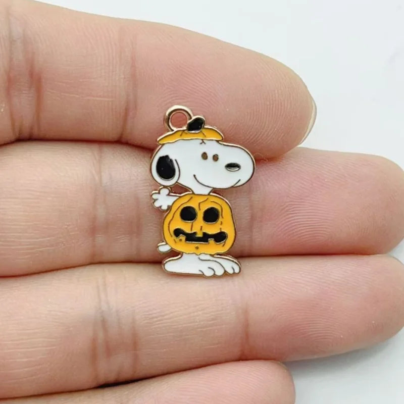 10Pcs Cute Halloween Cartoon Puppy Alloy Enamel Charms Pumpkin  Pendants DIY Jewelry Making Accessories