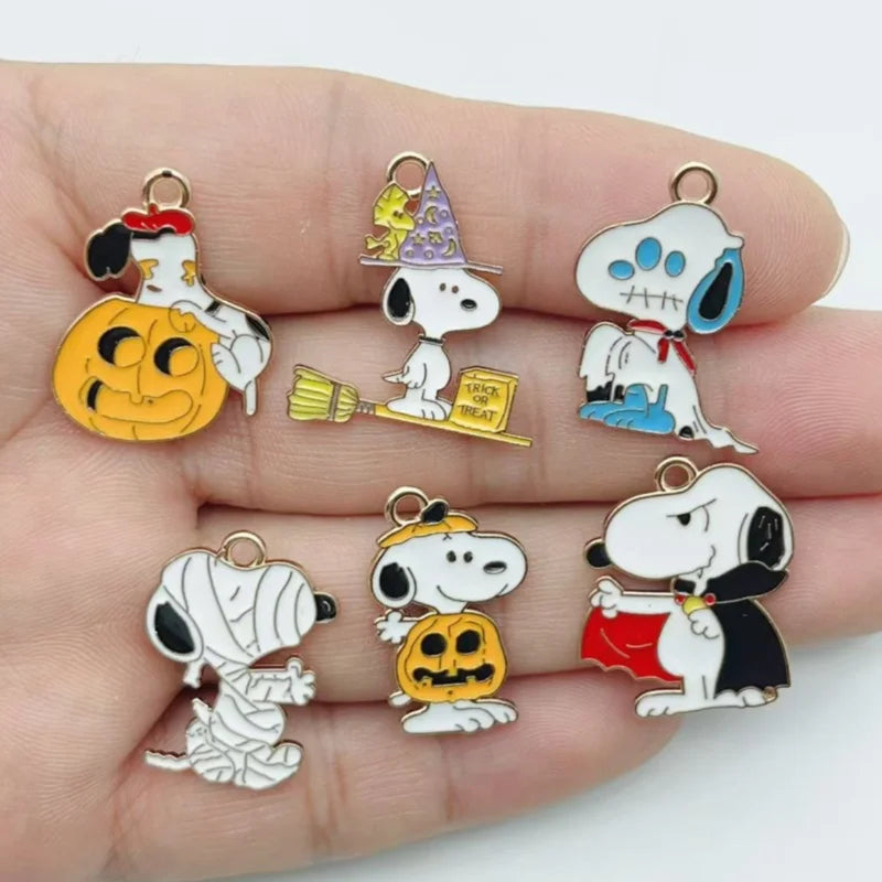 10Pcs Cute Halloween Cartoon Puppy Alloy Enamel Charms Pumpkin  Pendants DIY Jewelry Making Accessories