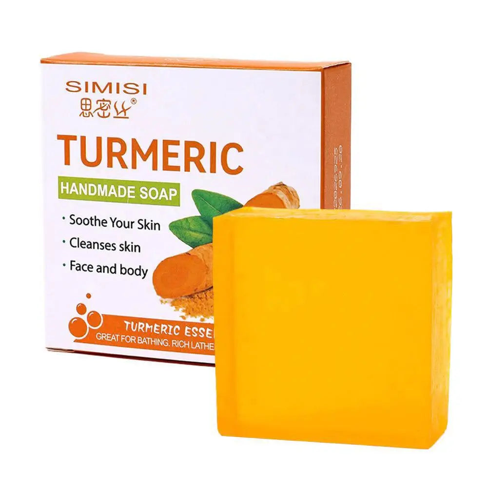 1/2PCS Natural Turmeric Soap Bar for Face & Body, Turmeric Skin Brightening Soap for Dark Spots, Even Tone Exfoliating Face Wash