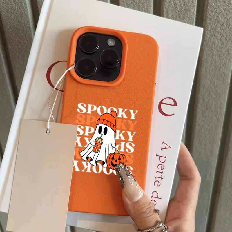 Cute Halloween Ghost Pumpkin Pattern Phone Case For iPhone 18 17 16 15 Plus 14 13 12 11 Pro Max 16e 17e X XR XS Air Soft Cover