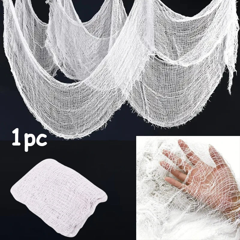 1-3PCS Halloween Gauze Fabric Black Chunky Gauze Haunted House DIY Decorative Scary Party Scene Props Halloween Decoration
