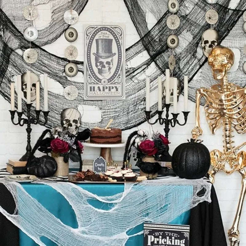 1-3PCS Halloween Gauze Fabric Black Chunky Gauze Haunted House DIY Decorative Scary Party Scene Props Halloween Decoration