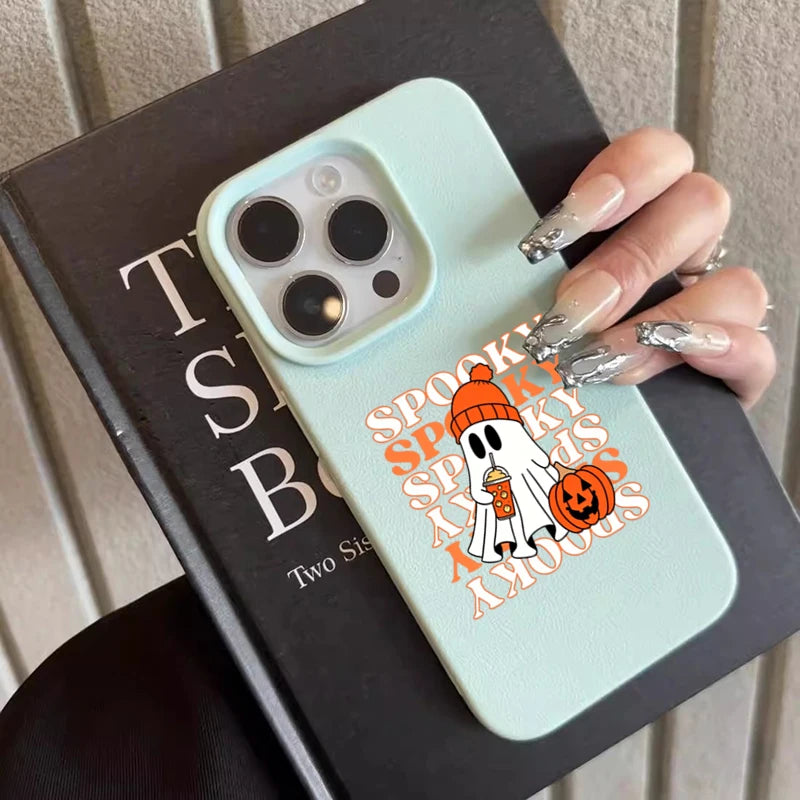 Cute Halloween Ghost Pumpkin Pattern Phone Case For iPhone 18 17 16 15 Plus 14 13 12 11 Pro Max 16e 17e X XR XS Air Soft Cover