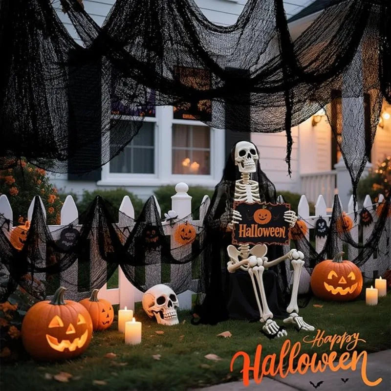 1-3PCS Halloween Gauze Fabric Black Chunky Gauze Haunted House DIY Decorative Scary Party Scene Props Halloween Decoration