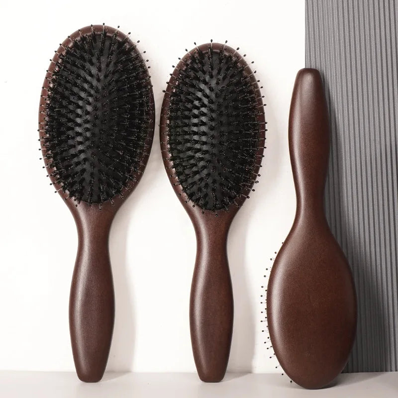 Natural Boar Bristle Massage Hair Brush Comb For Hair Hairbrush Dry Wet Detangle Combs Hair Beauty Care Cushion Massage Brush