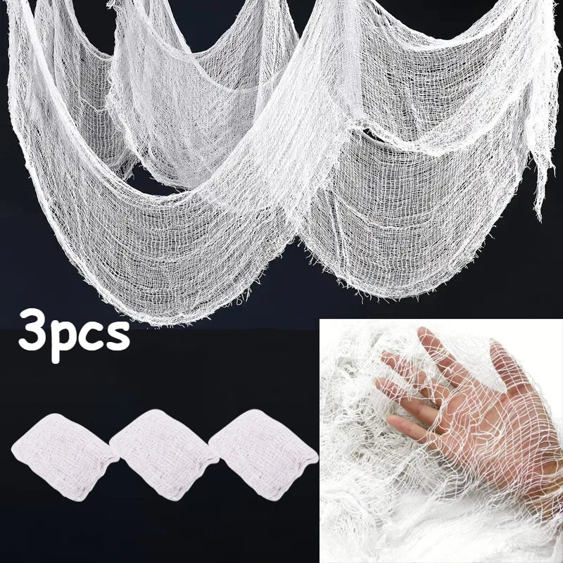 1-3PCS Halloween Gauze Fabric Black Chunky Gauze Haunted House DIY Decorative Scary Party Scene Props Halloween Decoration