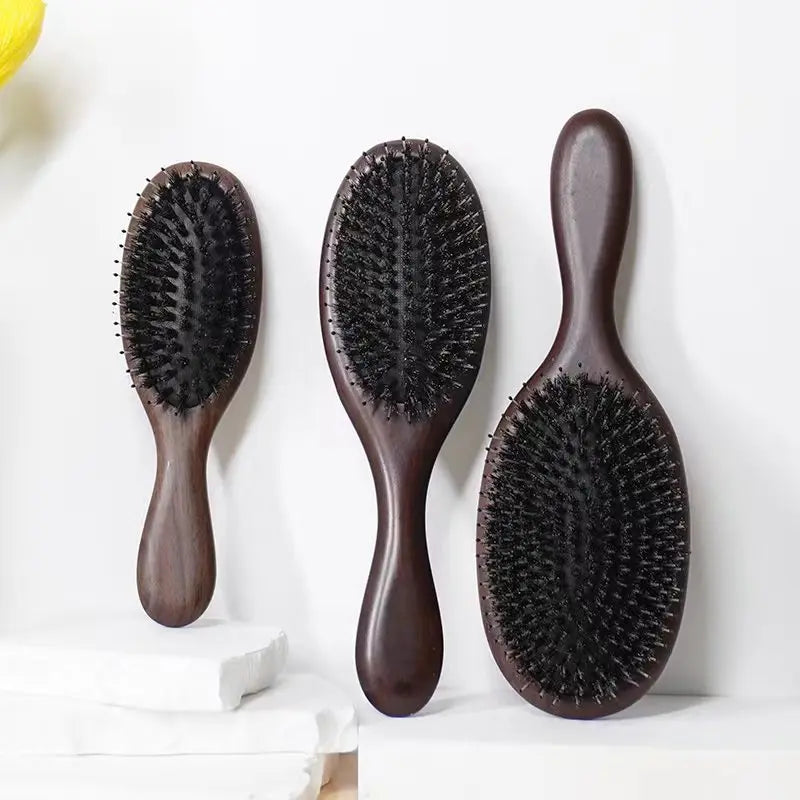 Natural Boar Bristle Massage Hair Brush Comb For Hair Hairbrush Dry Wet Detangle Combs Hair Beauty Care Cushion Massage Brush