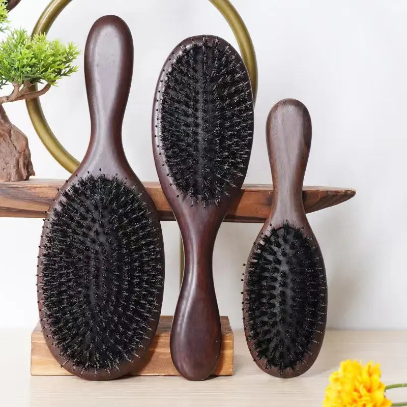 Natural Boar Bristle Massage Hair Brush Comb For Hair Hairbrush Dry Wet Detangle Combs Hair Beauty Care Cushion Massage Brush