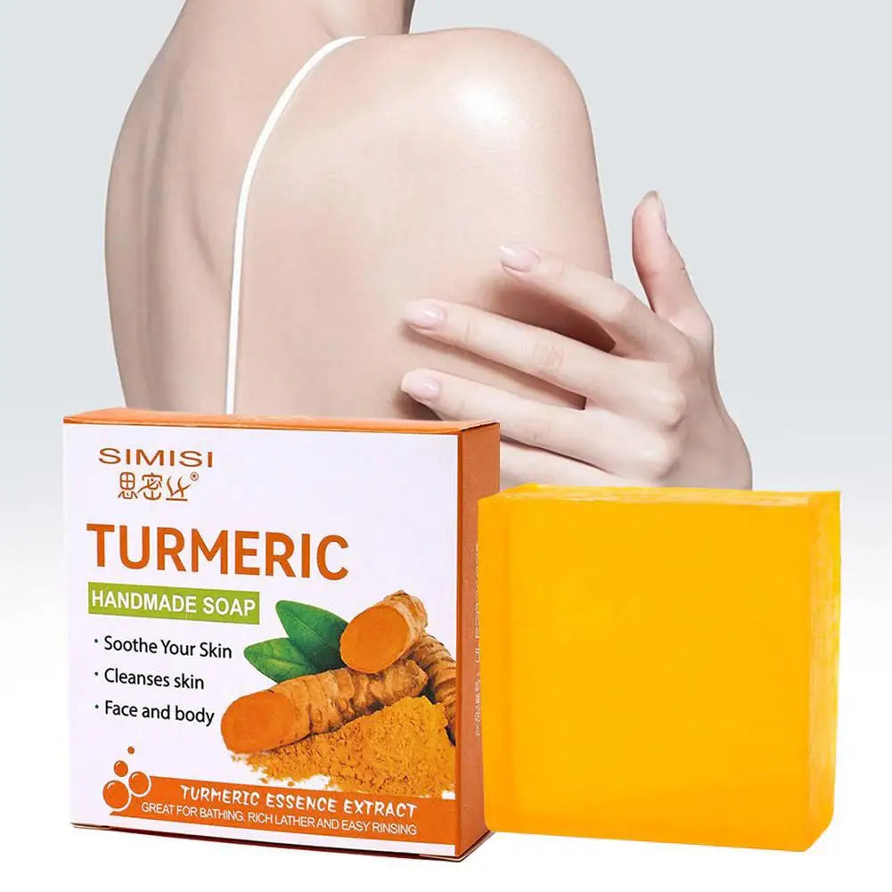 1/2PCS Natural Turmeric Soap Bar for Face & Body, Turmeric Skin Brightening Soap for Dark Spots, Even Tone Exfoliating Face Wash