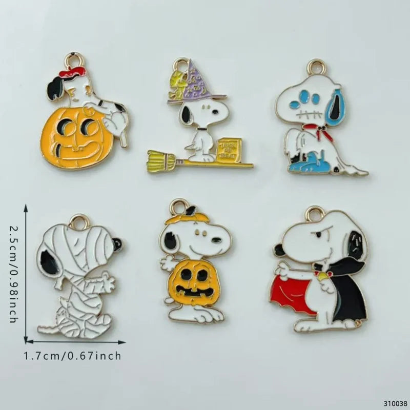 10Pcs Cute Halloween Cartoon Puppy Alloy Enamel Charms Pumpkin  Pendants DIY Jewelry Making Accessories